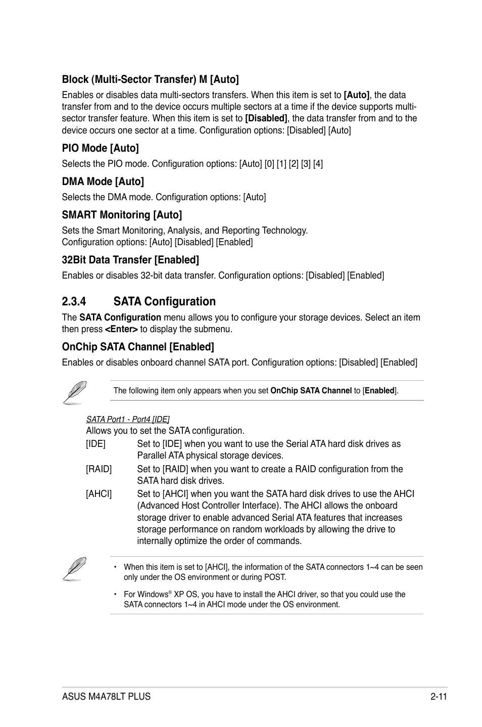 4 sata configuration, Sata configuration -11 | Asus M4A78LT PLUS User Manual | Page 43 / 56