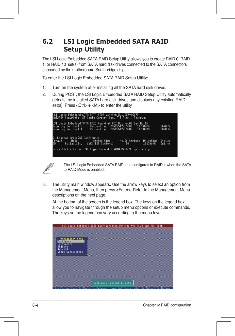 2 lsi logic embedded sata raid setup utility | Asus RS160-E4/PA4 User Manual | Page 118 / 186