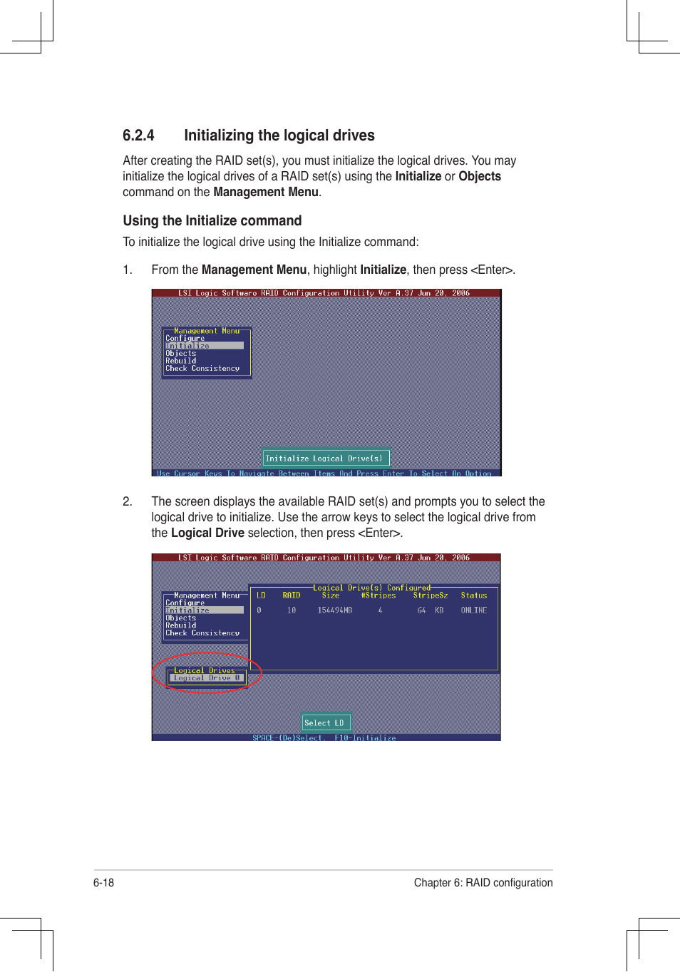 Initializing.the.logical.drives | Asus RS160-E4/PA4 User Manual | Page 132 / 186