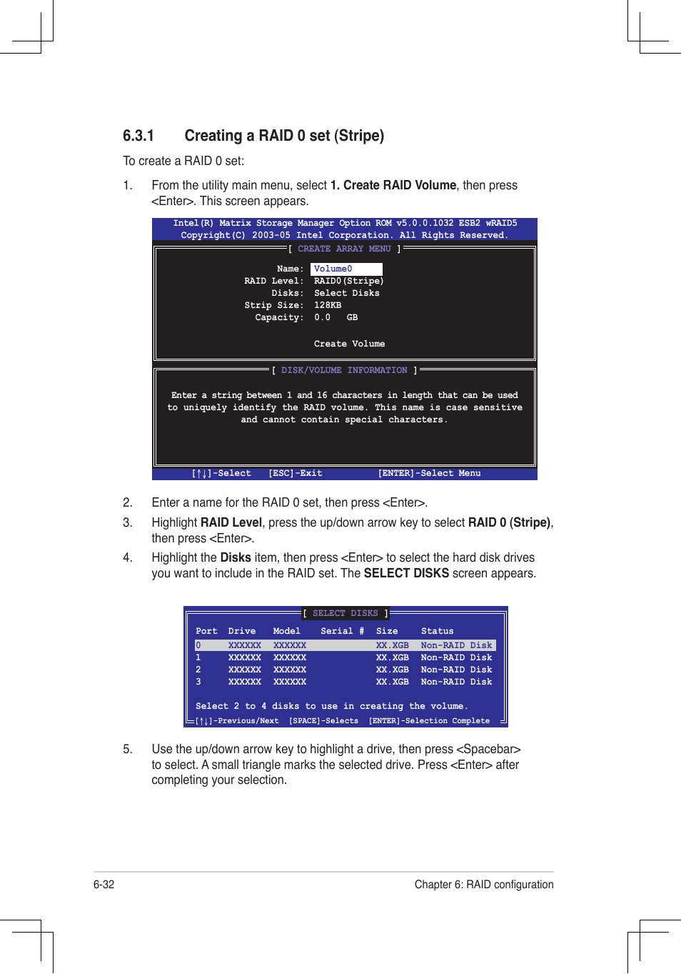 Creating.a.raid.0.set.(stripe) | Asus RS160-E4/PA4 User Manual | Page 146 / 186