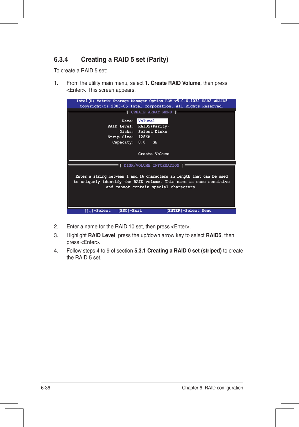 Creating.a.raid.5.set.(parity) | Asus RS160-E4/PA4 User Manual | Page 150 / 186