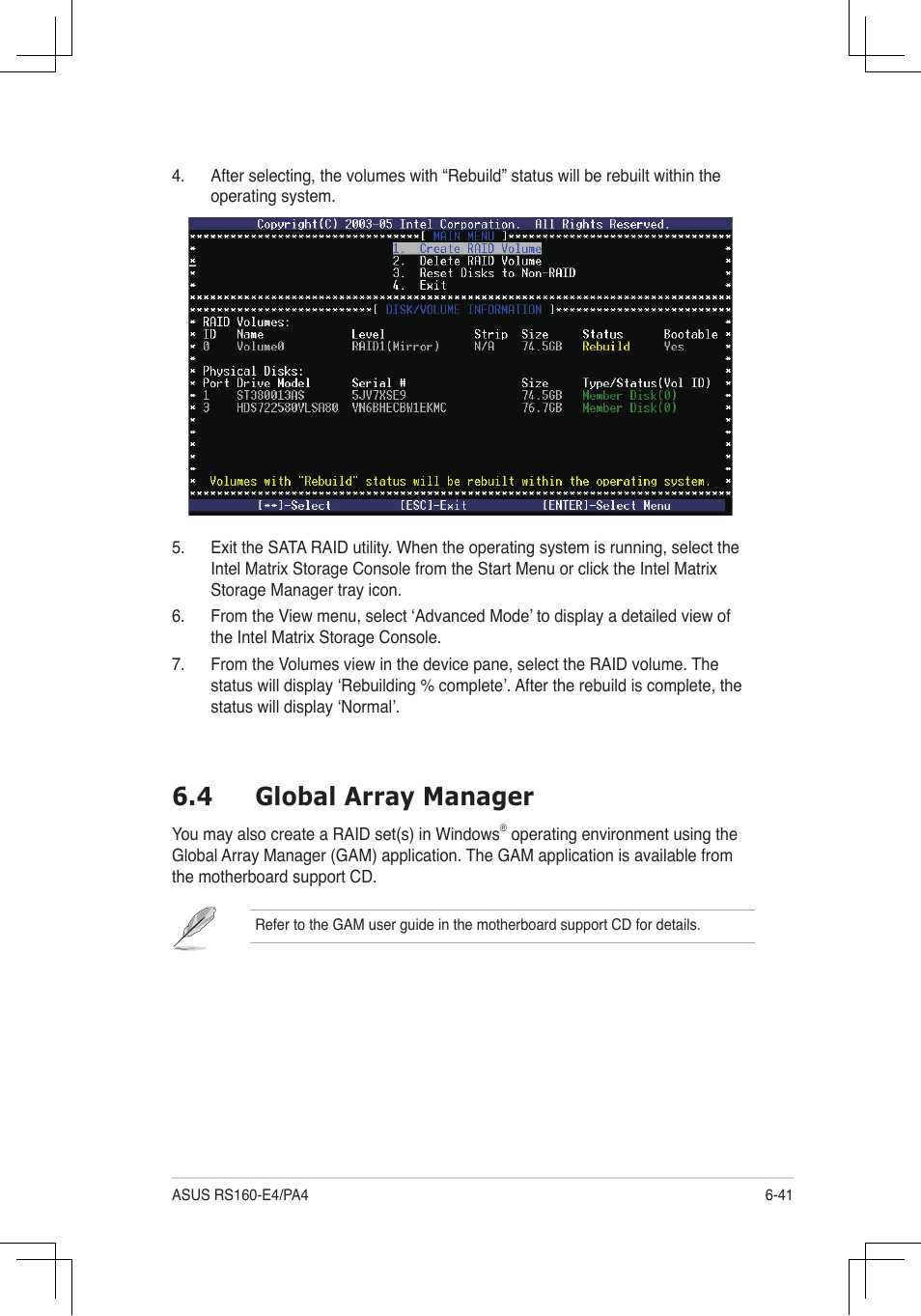 4 global array manager | Asus RS160-E4/PA4 User Manual | Page 155 / 186