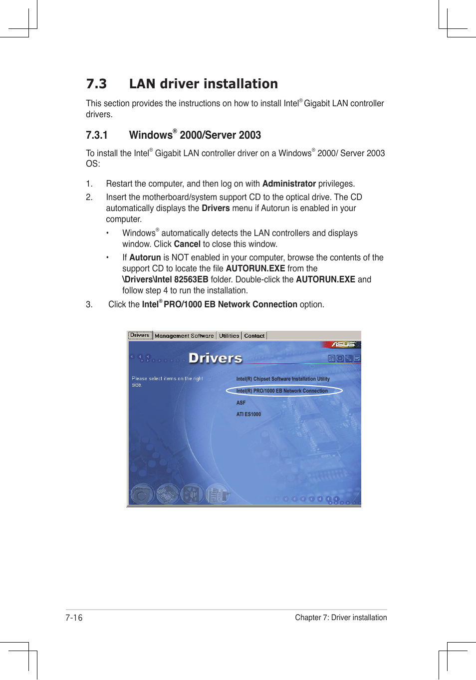 3 lan driver installation, Windows | Asus RS160-E4/PA4 User Manual | Page 172 / 186