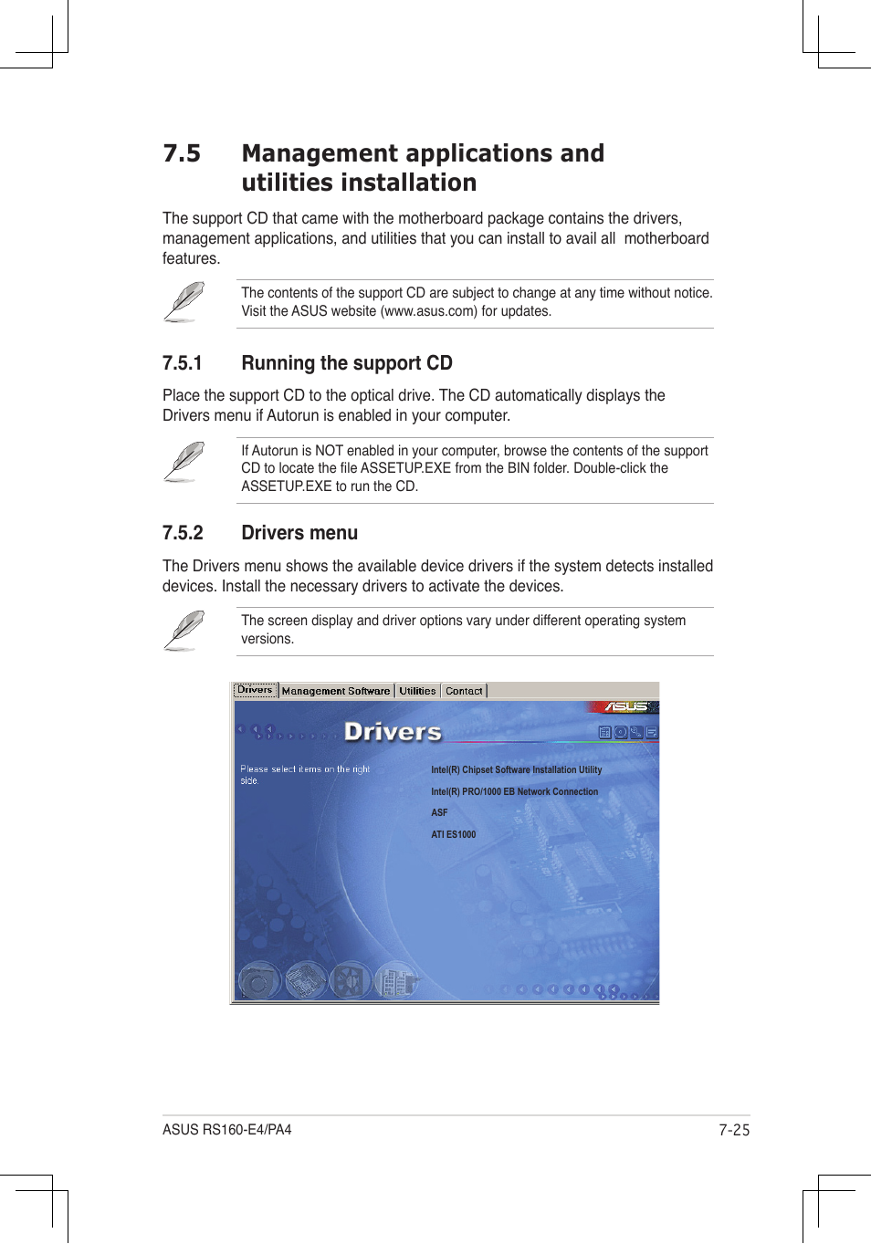 Running.the.support.cd, Drivers.menu | Asus RS160-E4/PA4 User Manual | Page 181 / 186