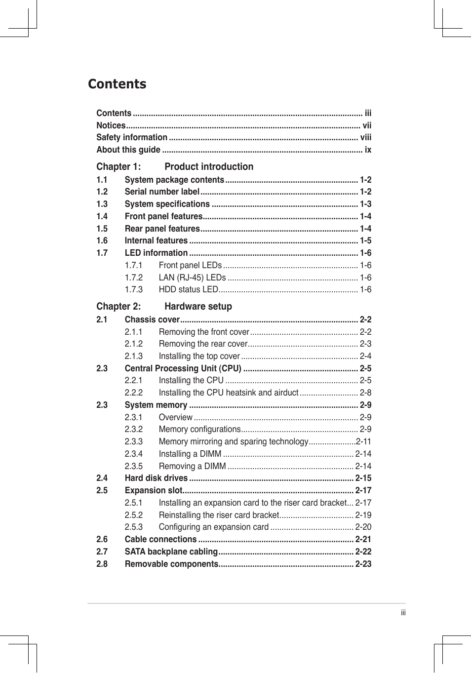 Asus RS160-E4/PA4 User Manual | Page 3 / 186