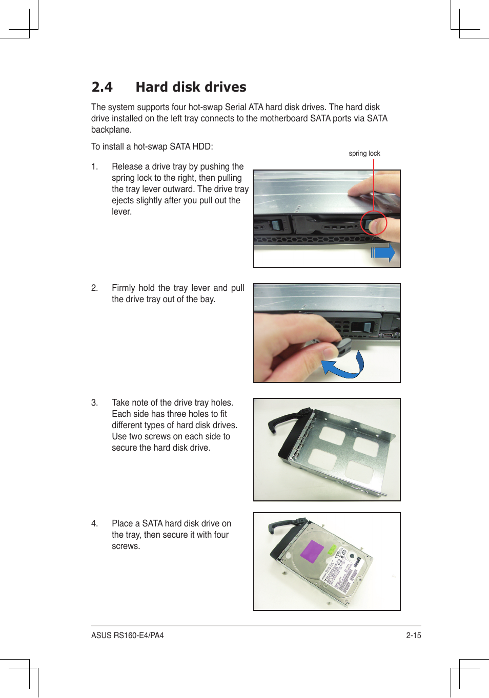 4 hard disk drives | Asus RS160-E4/PA4 User Manual | Page 31 / 186