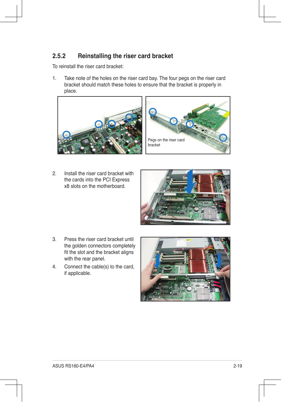 Reinstalling.the.riser.card.bracket | Asus RS160-E4/PA4 User Manual | Page 35 / 186