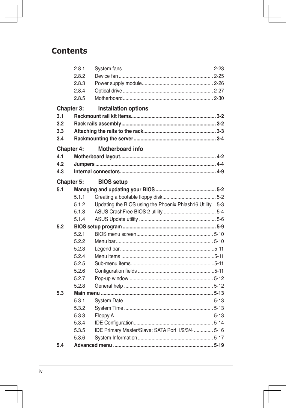 Asus RS160-E4/PA4 User Manual | Page 4 / 186