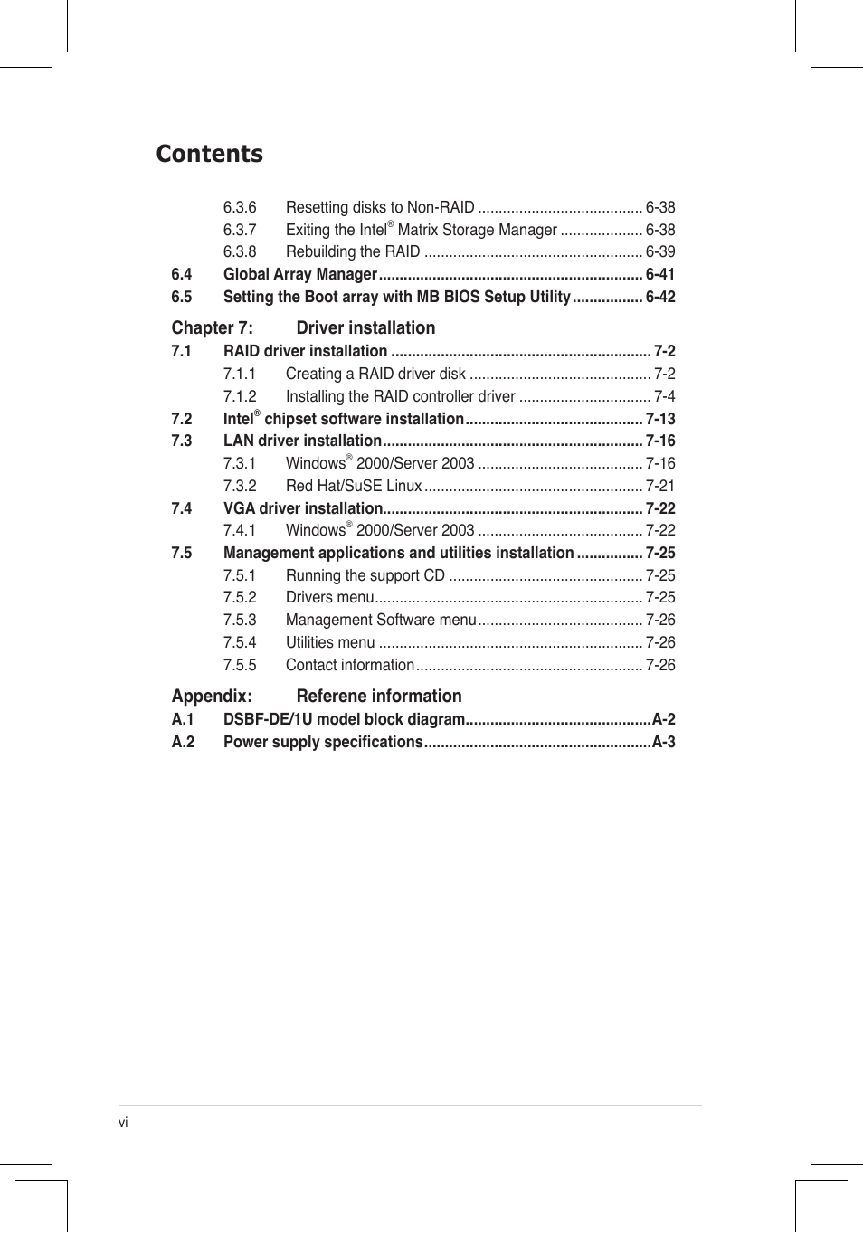 Asus RS160-E4/PA4 User Manual | Page 6 / 186