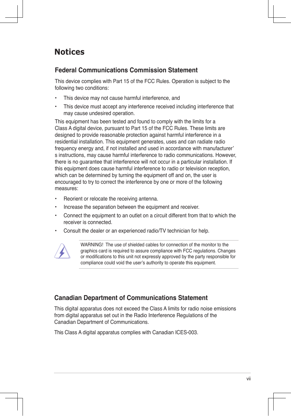 Notices | Asus RS160-E4/PA4 User Manual | Page 7 / 186