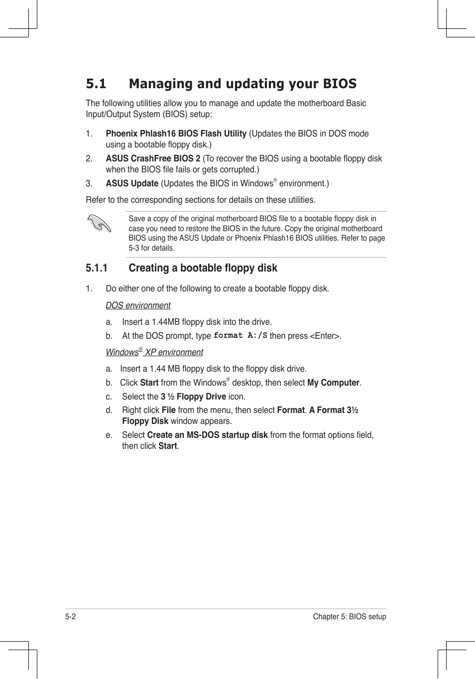 1 managing and updating your bios, 1 creating a bootable floppy disk | Asus RS160-E4/PA4 User Manual | Page 72 / 186