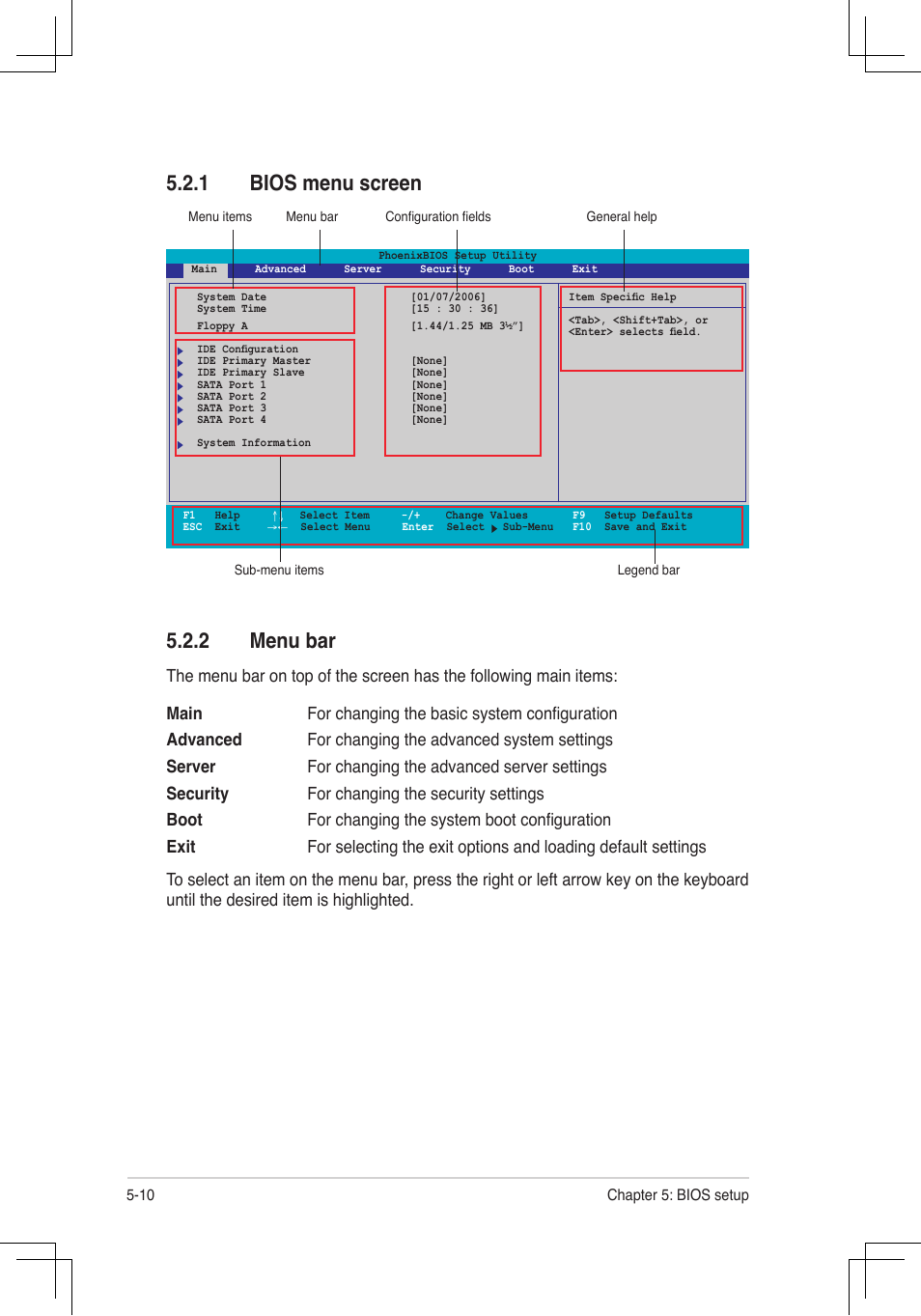 Menu.bar, Bios.menu.screen | Asus RS160-E4/PA4 User Manual | Page 80 / 186