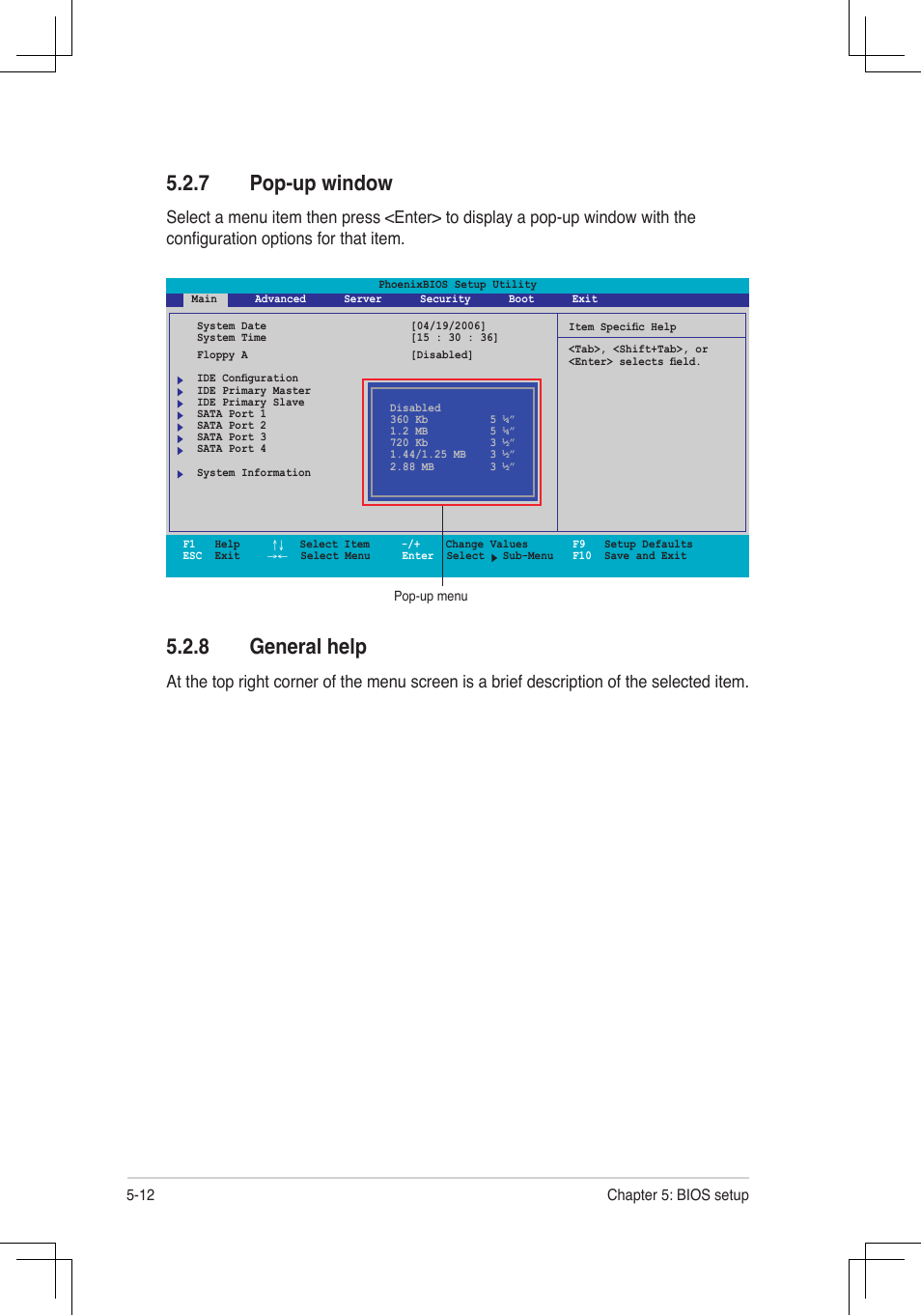 Pop-up.window, General.help | Asus RS160-E4/PA4 User Manual | Page 82 / 186