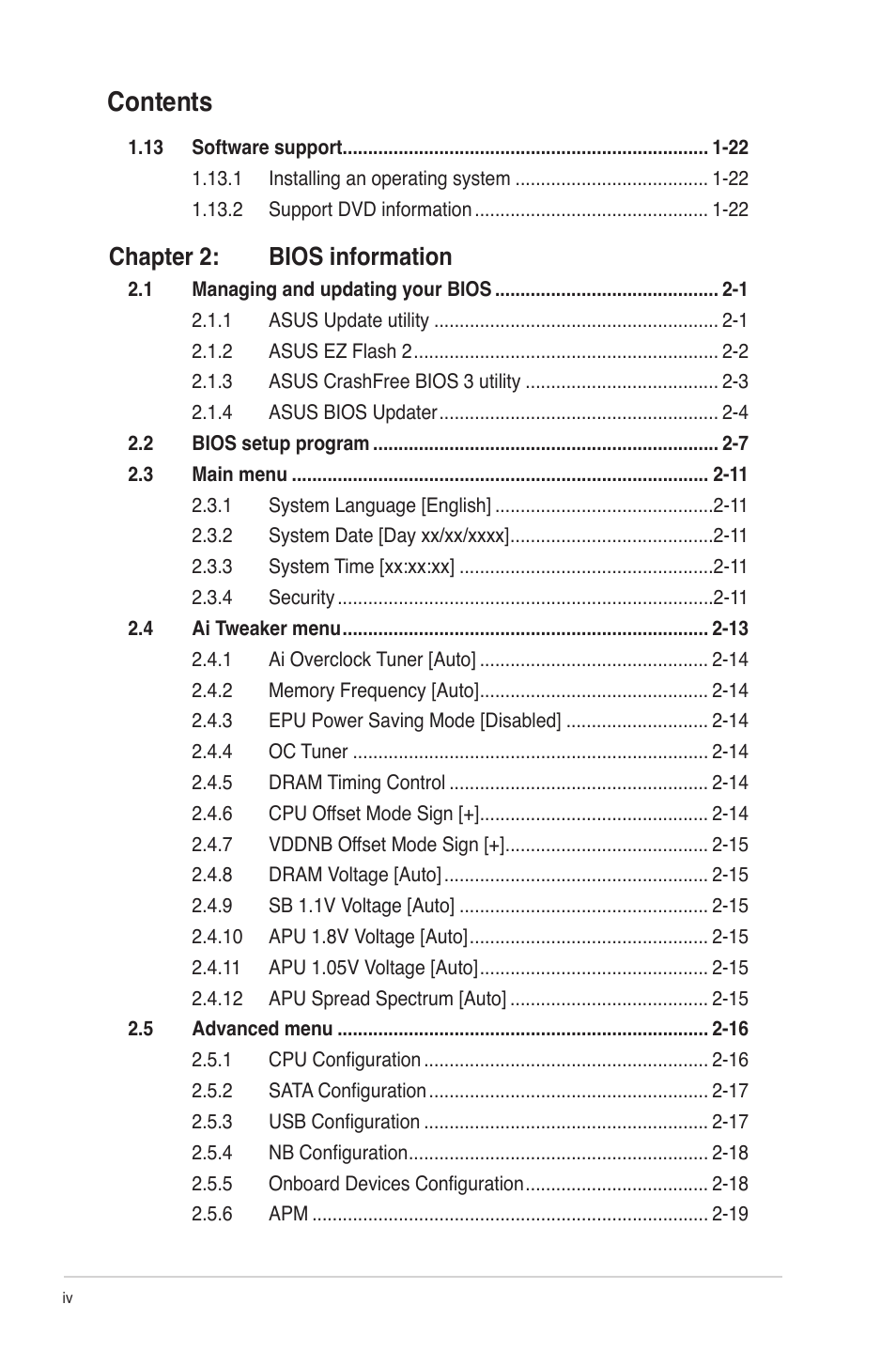 Asus E45M1-M PRO User Manual | Page 4 / 62