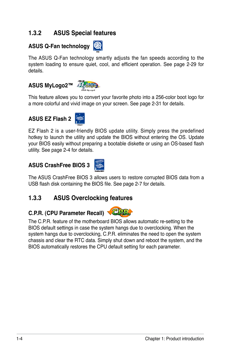 2 asus special features, 3 asus overclocking features | Asus P5KPL-C User Manual | Page 16 / 96