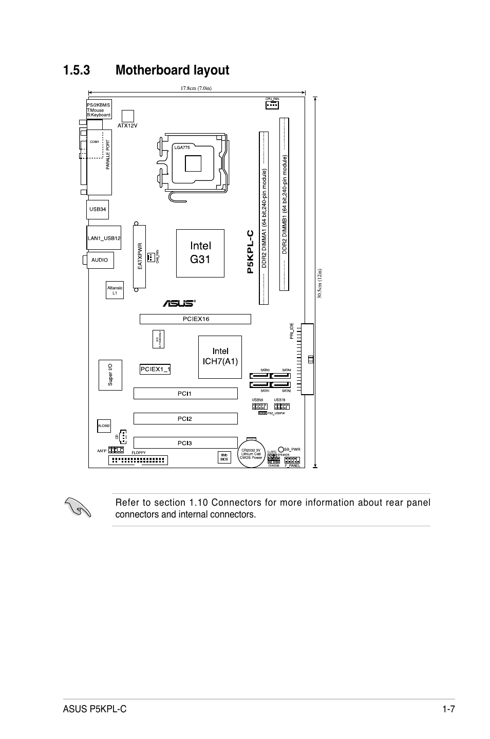 3 motherboard layout | Asus P5KPL-C User Manual | Page 19 / 96