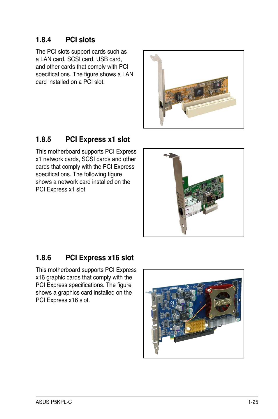 4 pci slots, 5 pci express x1 slot, 6 pci express x16 slot | Asus P5KPL-C User Manual | Page 37 / 96