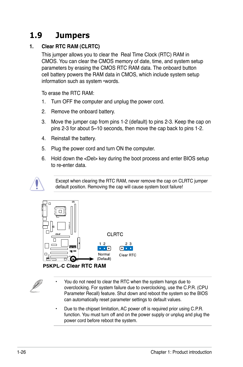 9 jumpers | Asus P5KPL-C User Manual | Page 38 / 96