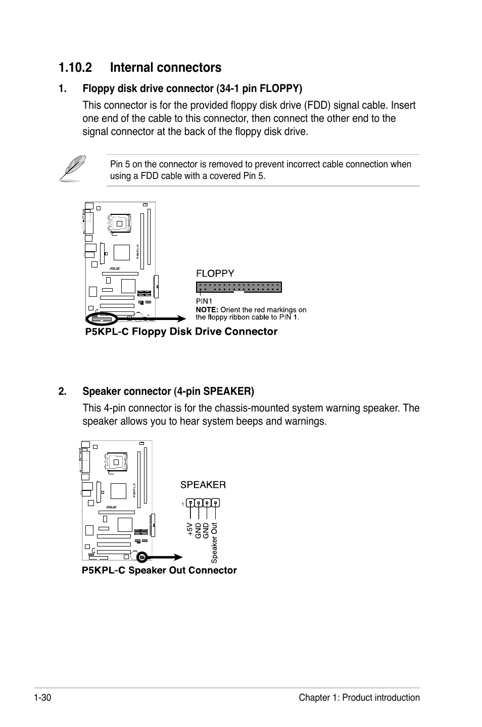 2 internal connectors | Asus P5KPL-C User Manual | Page 42 / 96