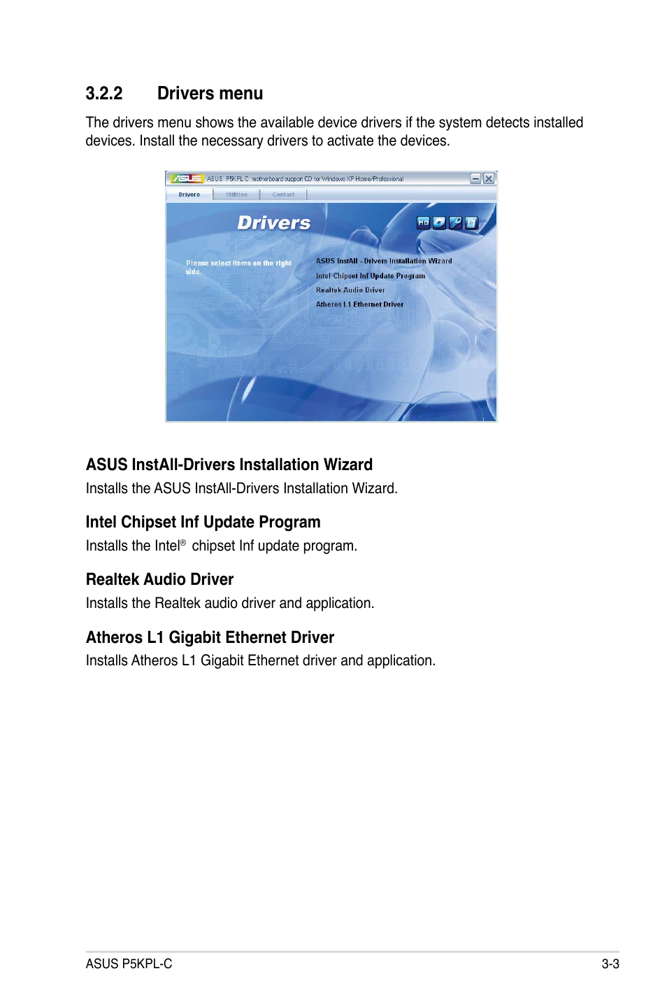 2 drivers menu | Asus P5KPL-C User Manual | Page 89 / 96