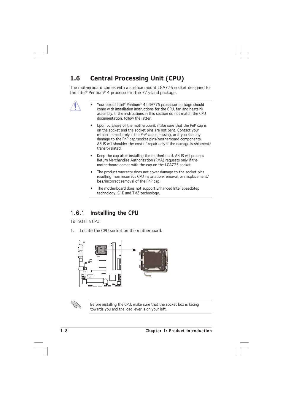 6 central processing unit (cpu) | Asus P5V800-MX User Manual | Page 20 / 90