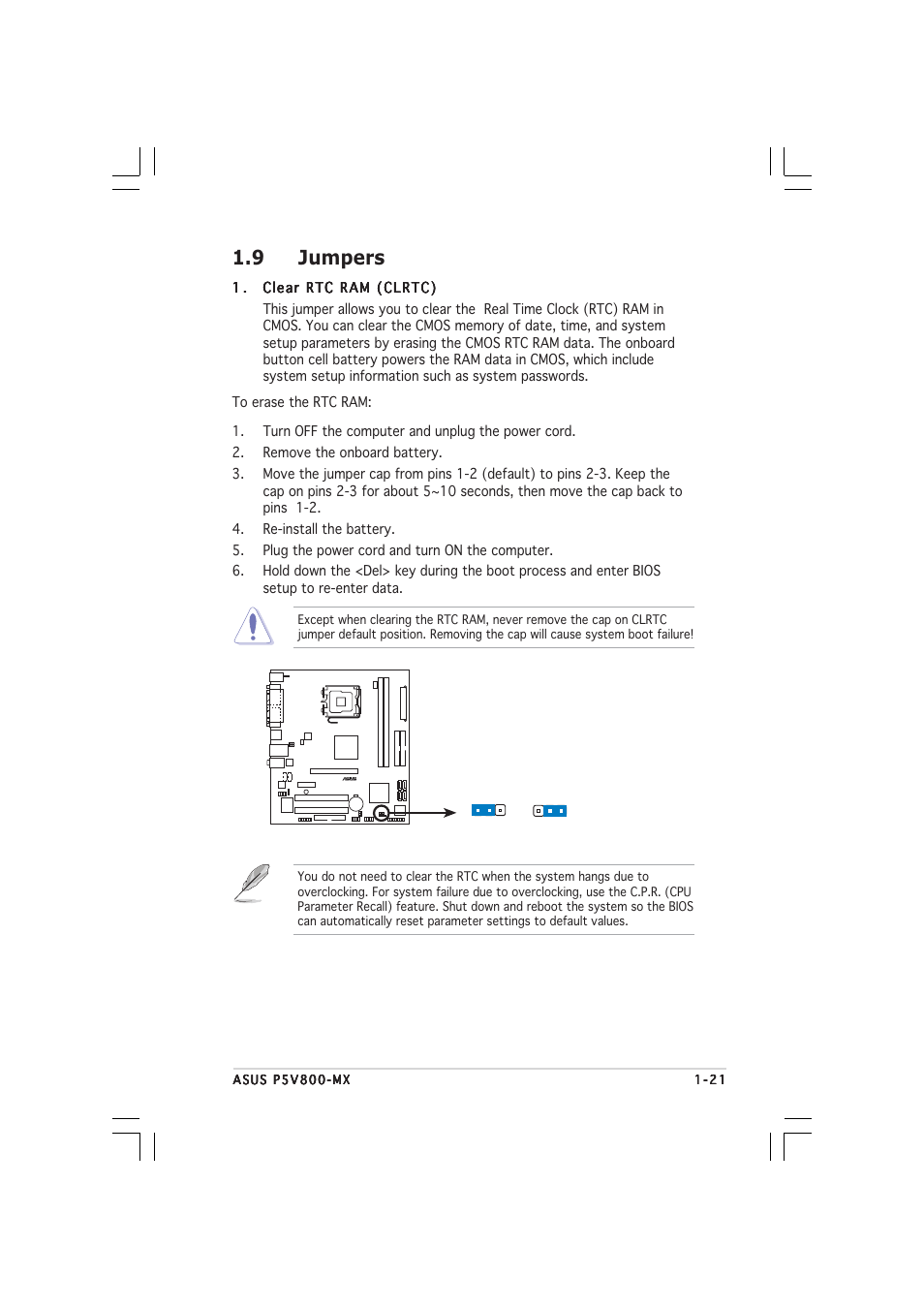 9 jumpers | Asus P5V800-MX User Manual | Page 33 / 90