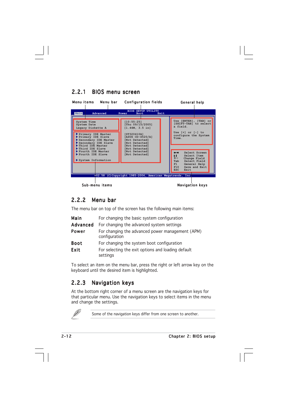 2 menu bar menu bar menu bar menu bar menu bar | Asus P5V800-MX User Manual | Page 56 / 90