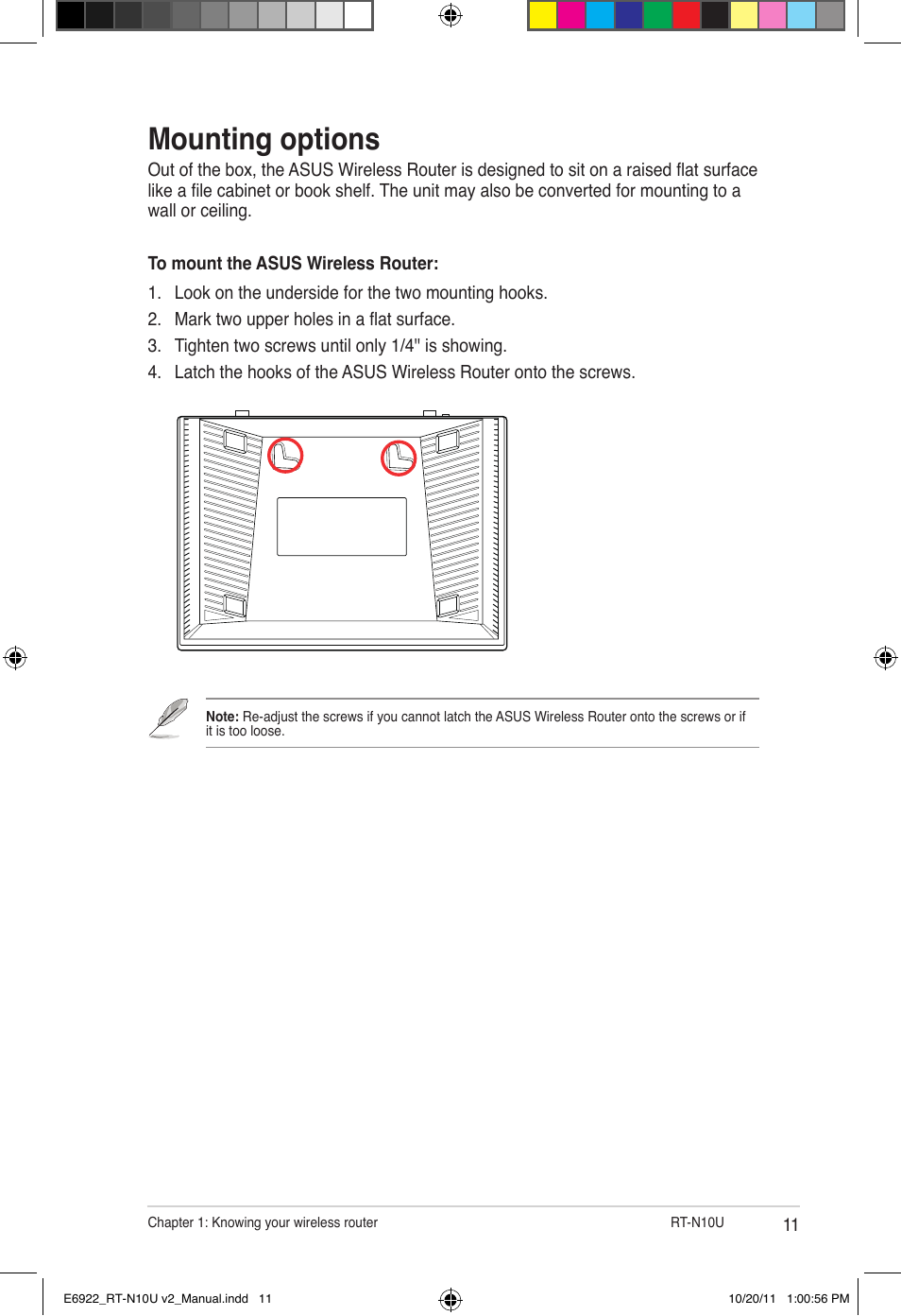 Mounting options | Asus RT-N10U (VER.B1) User Manual | Page 11 / 60