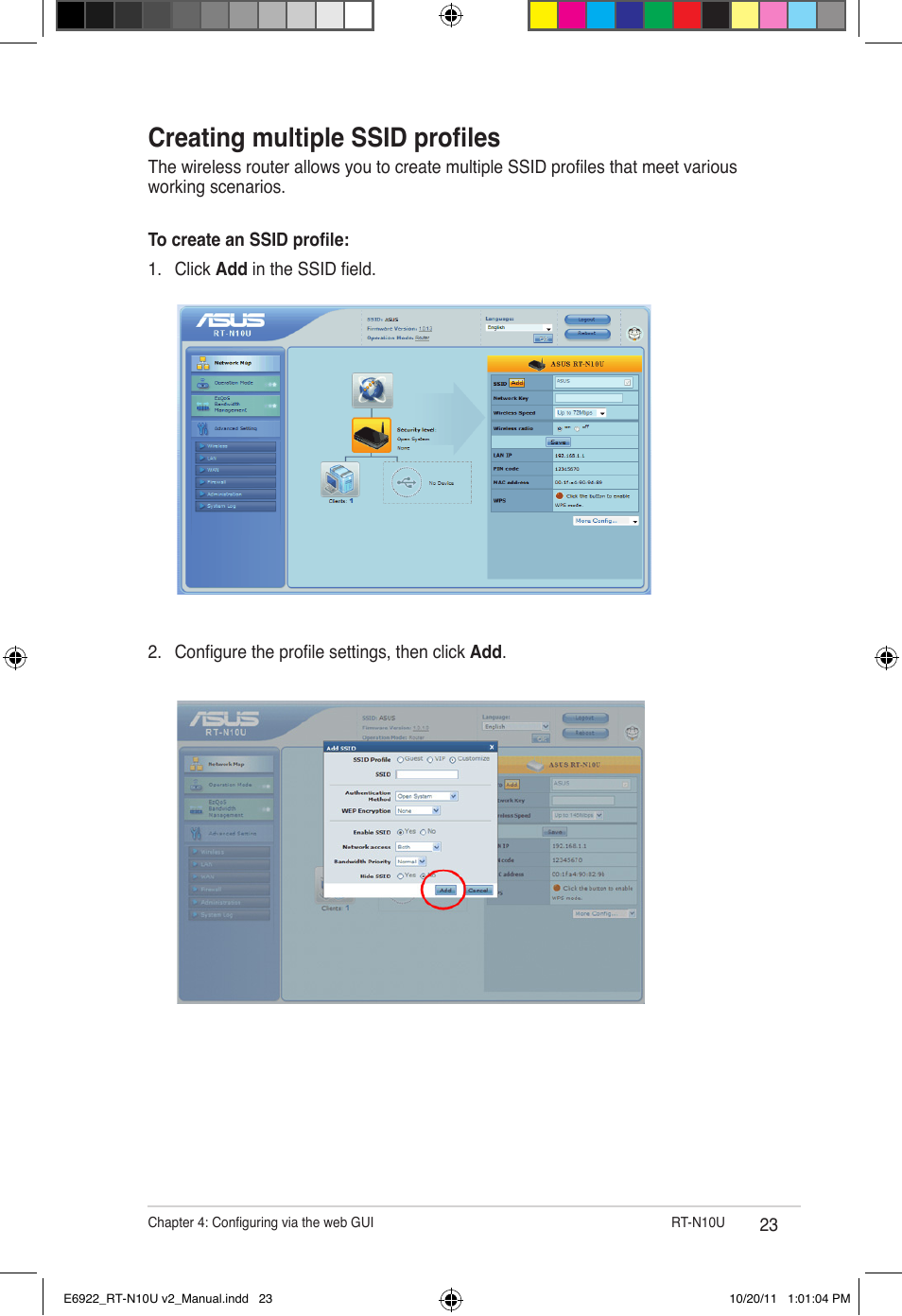 Creating multiple ssid profiles | Asus RT-N10U (VER.B1) User Manual | Page 23 / 60