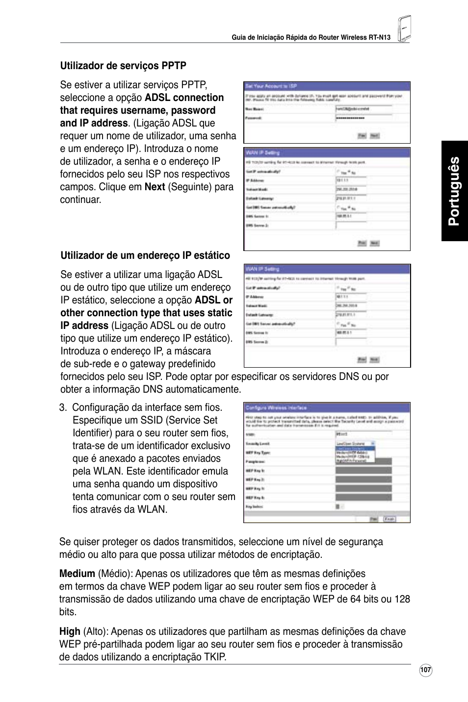 Português | Asus RT-N13 User Manual | Page 108 / 379