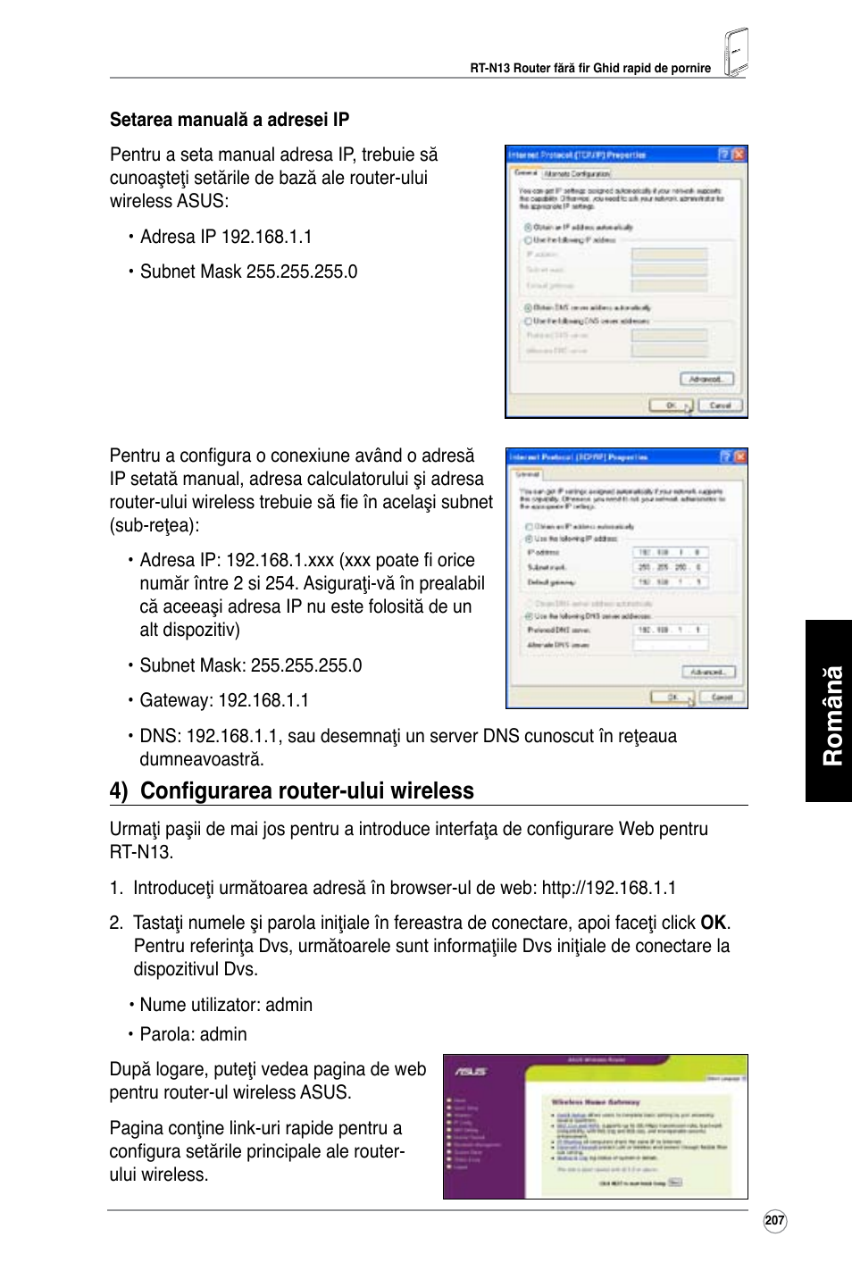 Română, 4) configurarea router-ului wireless | Asus RT-N13 User Manual | Page 218 / 379