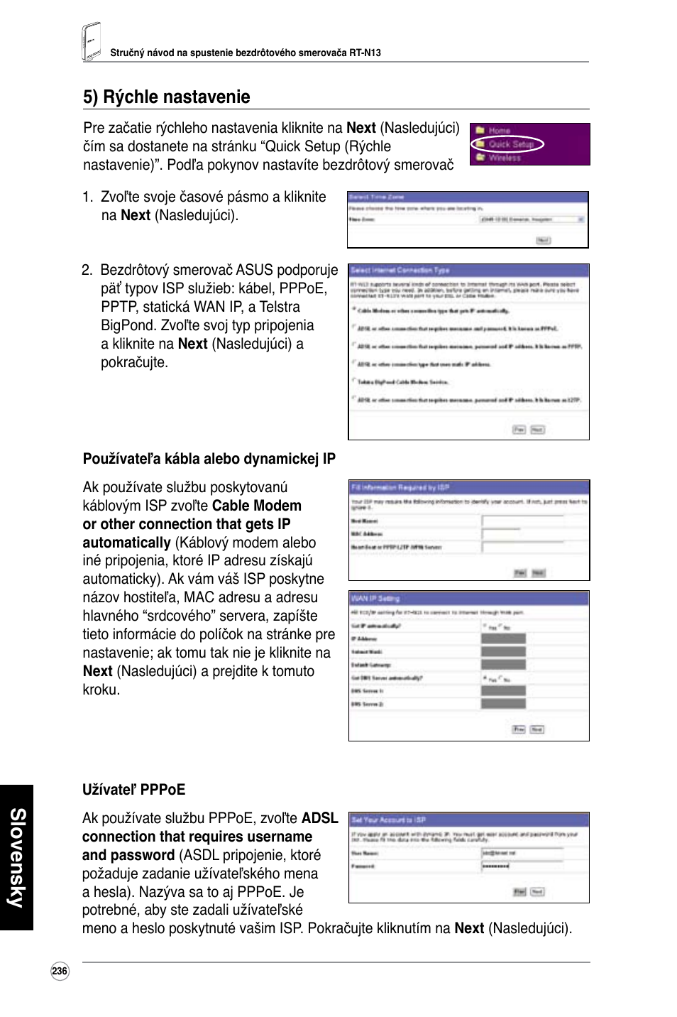 Slovensky, 5) rýchle nastavenie | Asus RT-N13 User Manual | Page 247 / 379