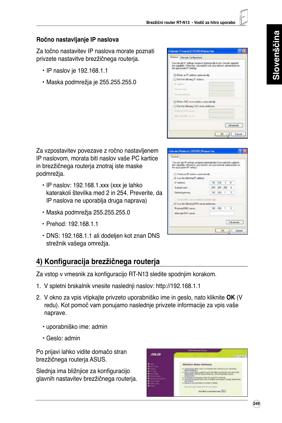 Slovenščina, 4) konfiguracija brezžičnega routerja | Asus RT-N13 User Manual | Page 260 / 379