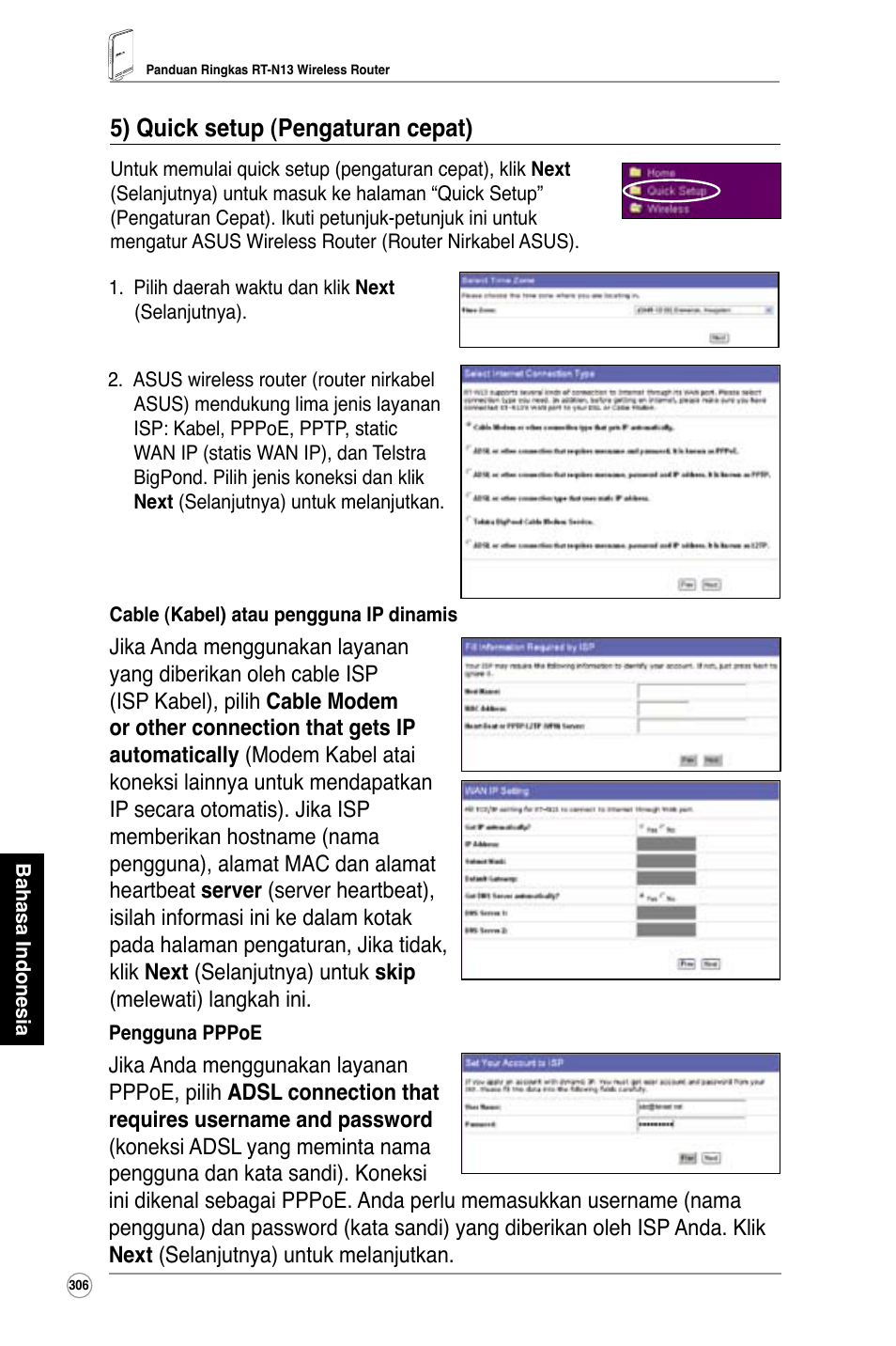 5) quick setup (pengaturan cepat) | Asus RT-N13 User Manual | Page 317 / 379