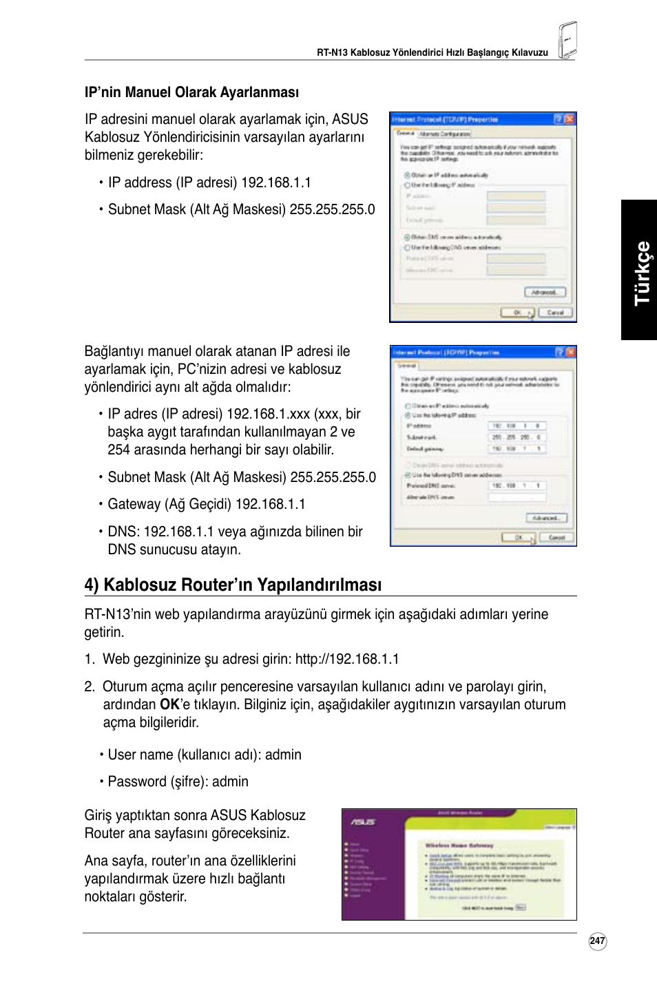 Türkçe, 4) kablosuz router’ın yapılandırılması | Asus RT-N13 User Manual | Page 358 / 379