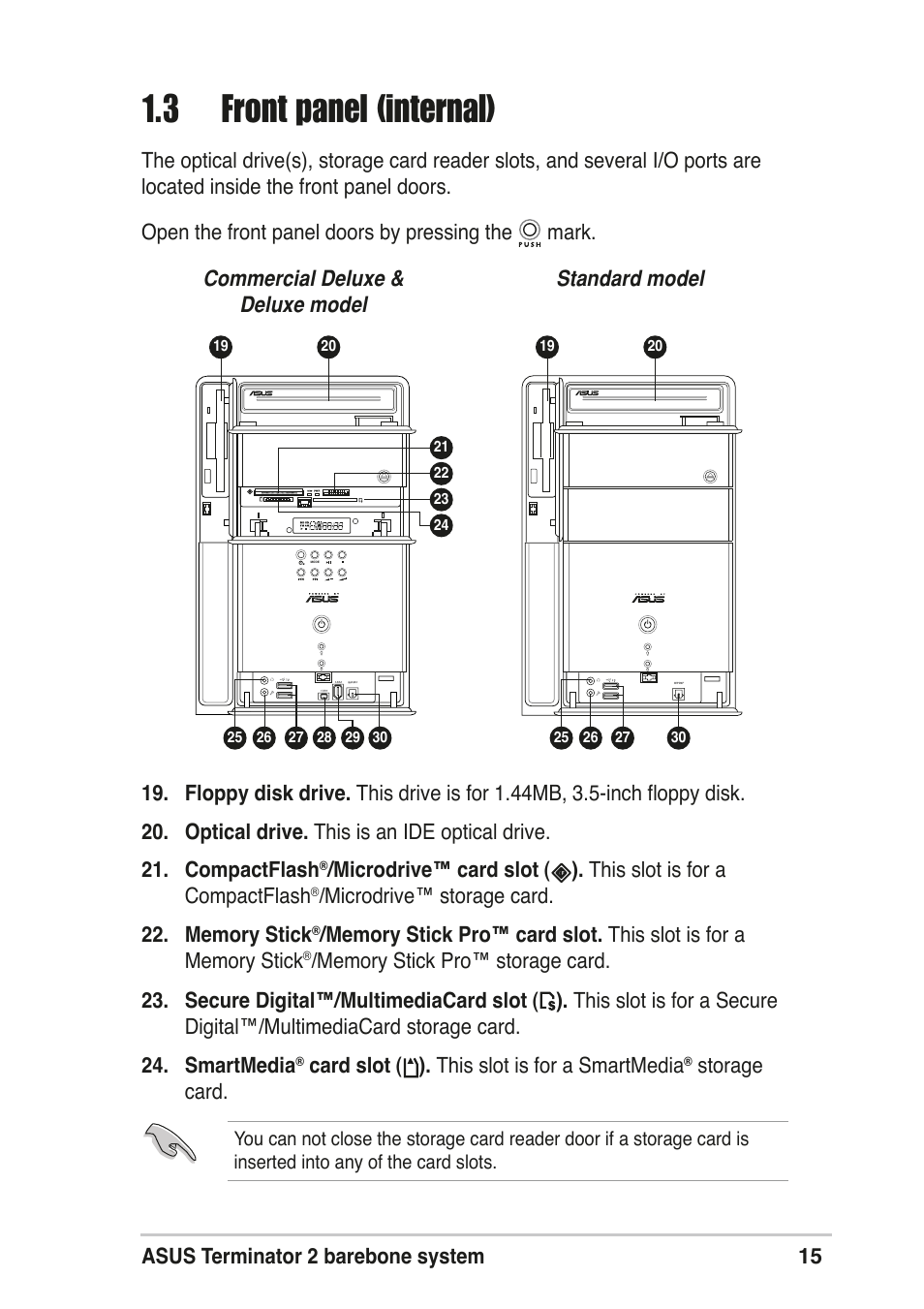 3 front panel (internal) | Asus T2-R User Manual | Page 15 / 120