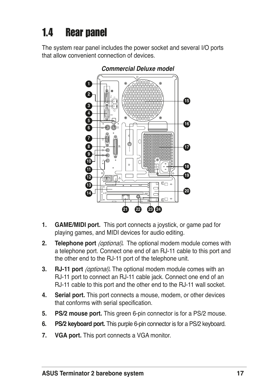 4 rear panel | Asus T2-R User Manual | Page 17 / 120