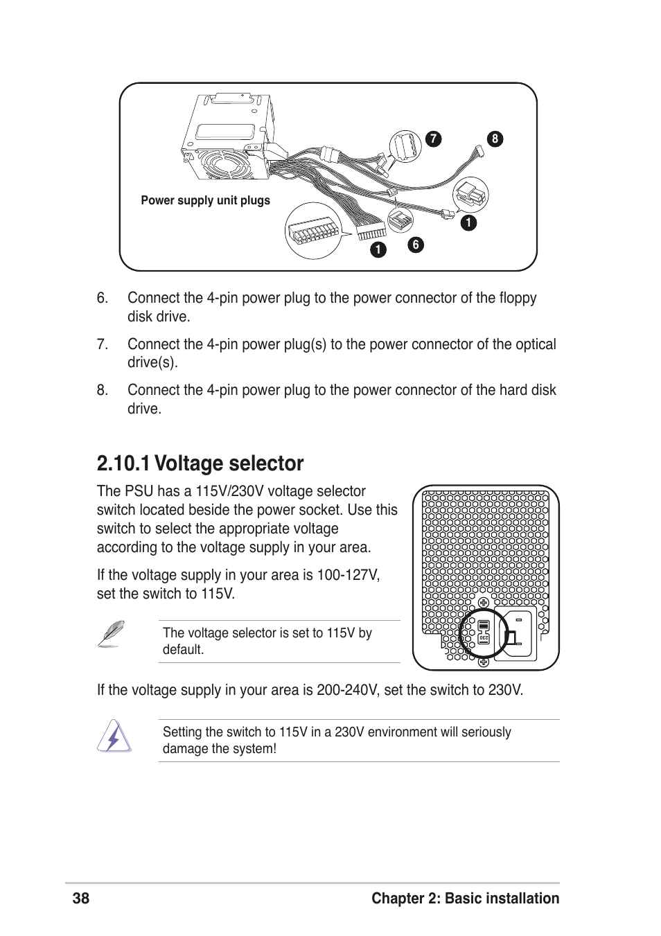 1 voltage selector | Asus T2-R User Manual | Page 38 / 120