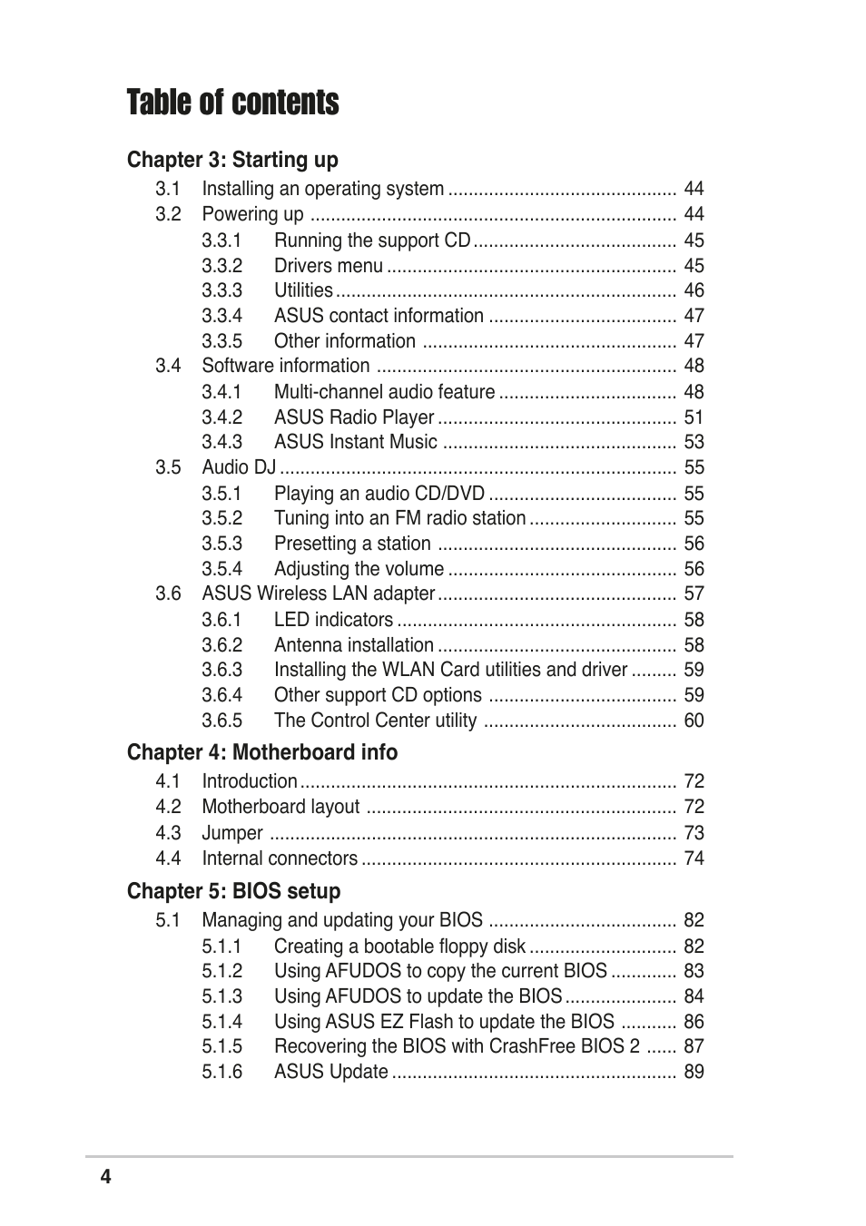 Asus T2-R User Manual | Page 4 / 120