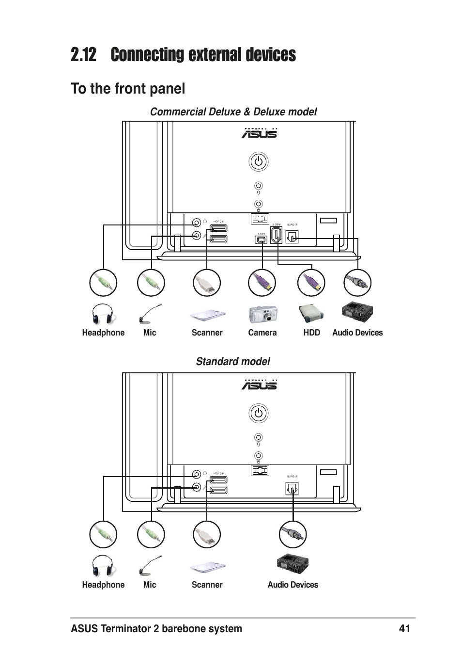 12 connecting external devices | Asus T2-R User Manual | Page 41 / 120