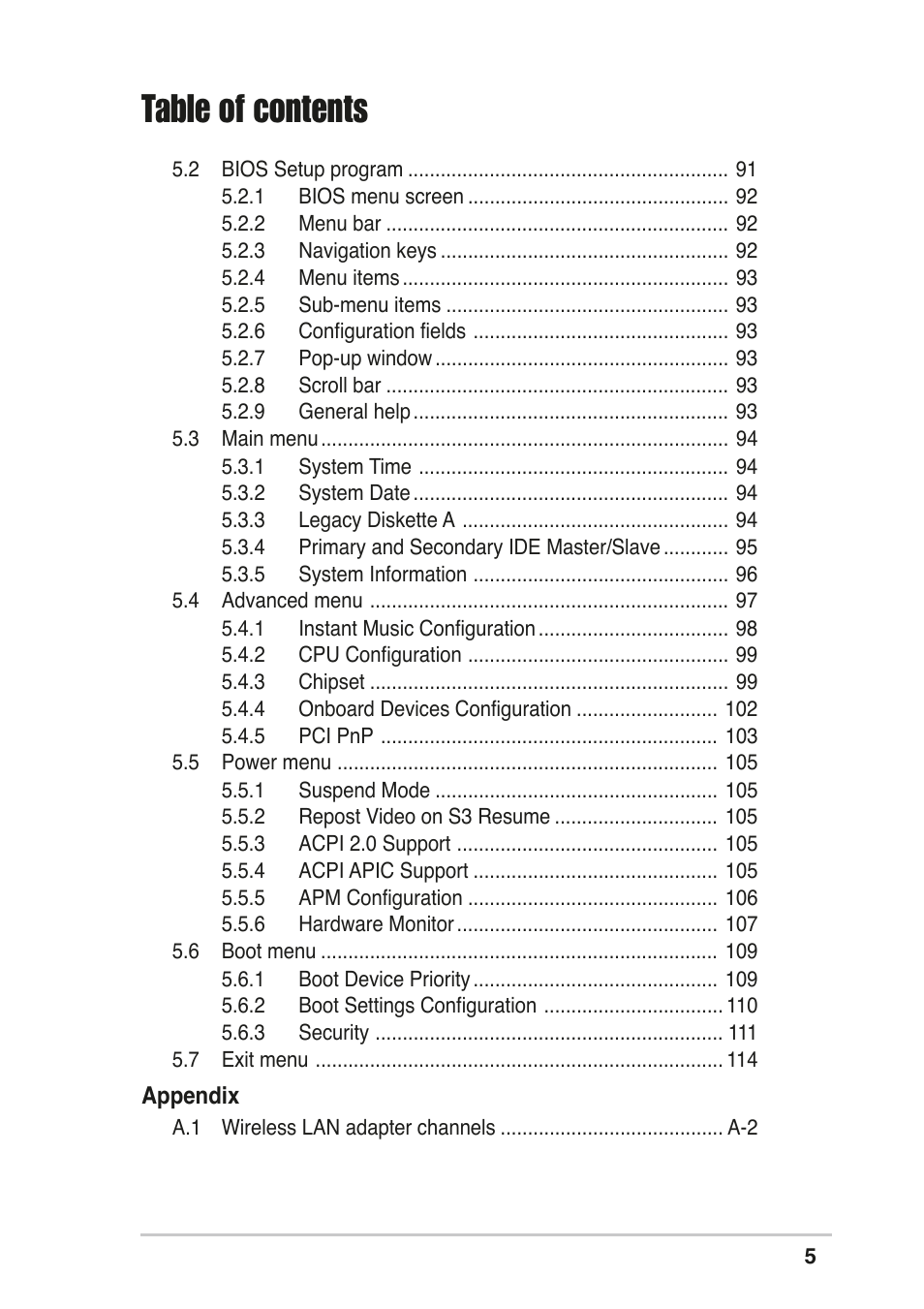 Asus T2-R User Manual | Page 5 / 120