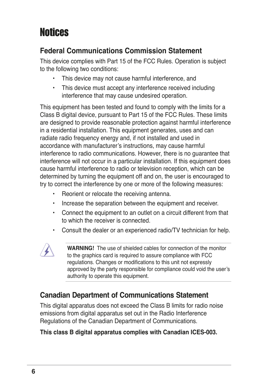 Notices | Asus T2-R User Manual | Page 6 / 120