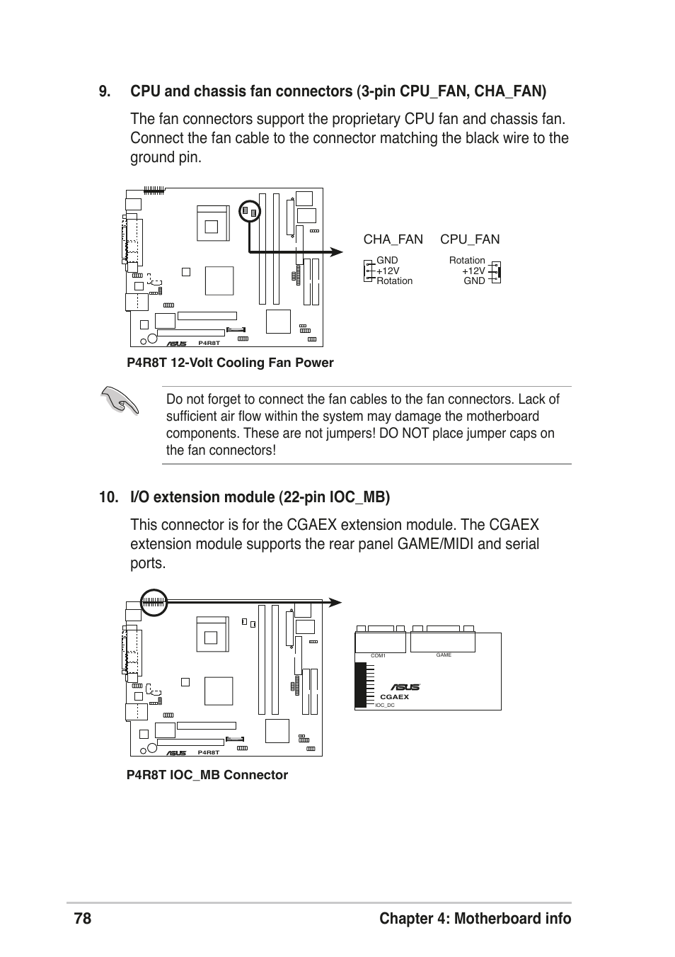 78 chapter 4: motherboard info | Asus T2-R User Manual | Page 78 / 120