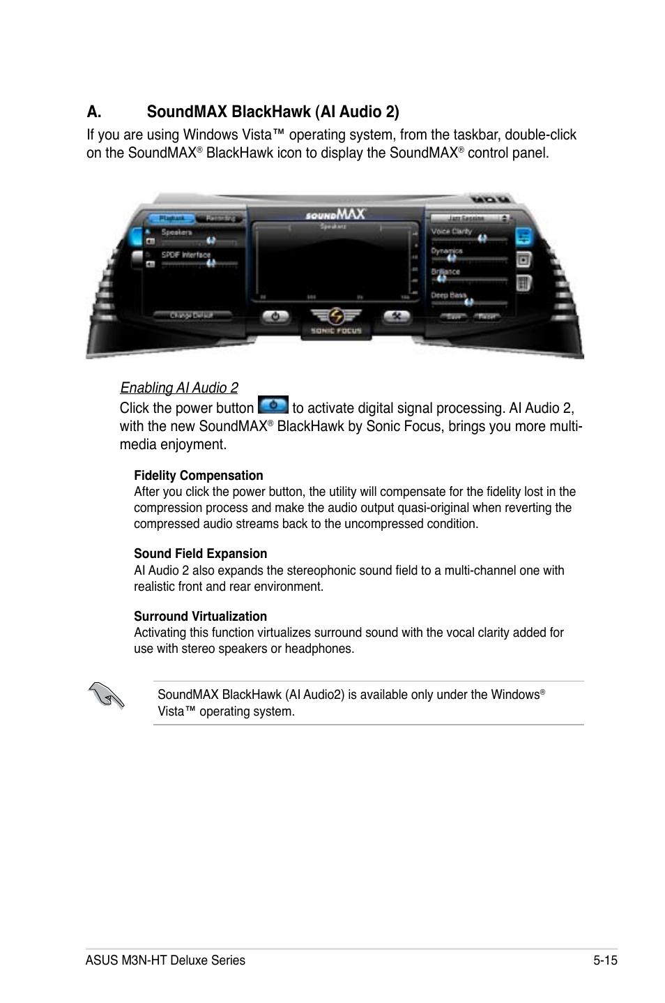 A. soundmax blackhawk (ai audio 2) | Asus M3N-HT Deluxe/Mempipe User Manual | Page 139 / 192