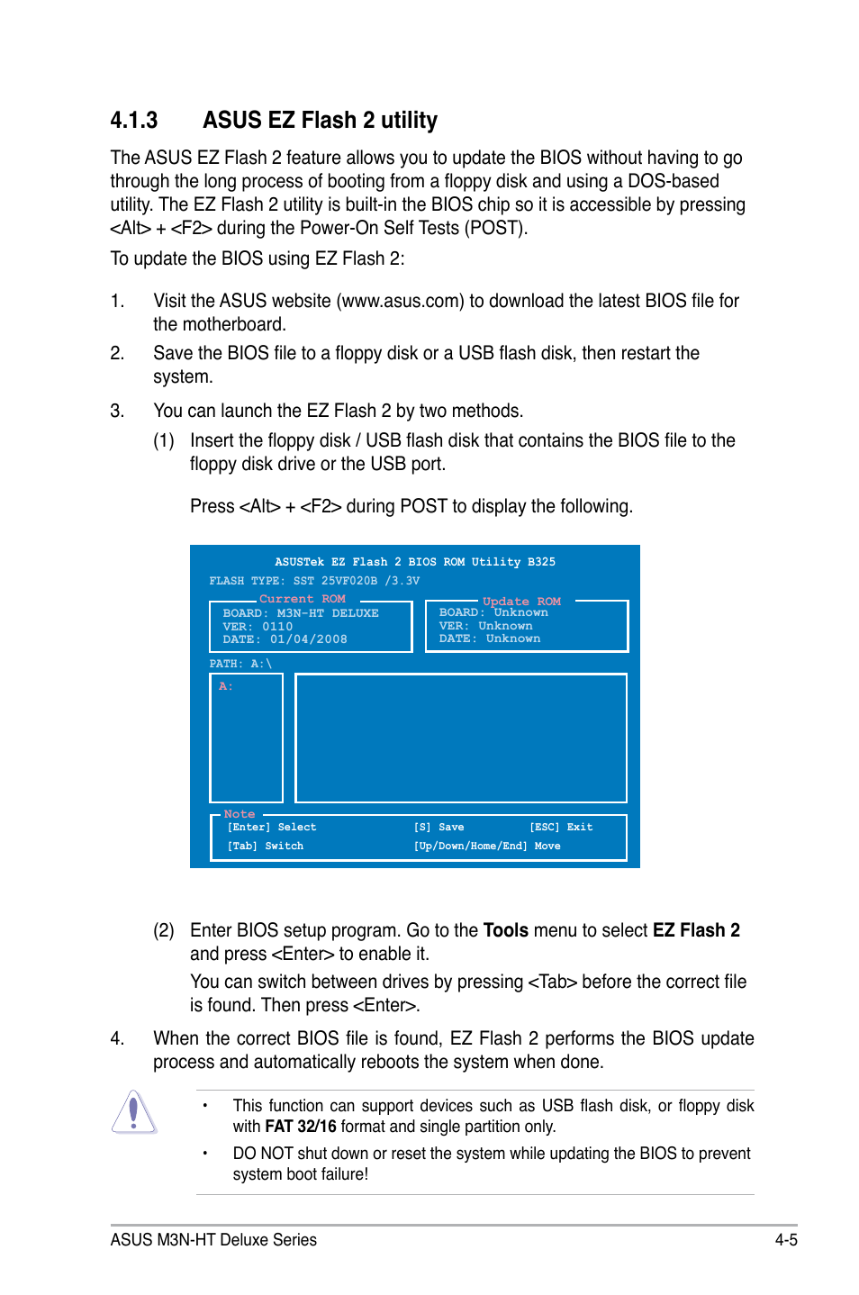 3 asus ez flash 2 utility | Asus M3N-HT Deluxe/Mempipe User Manual | Page 83 / 192
