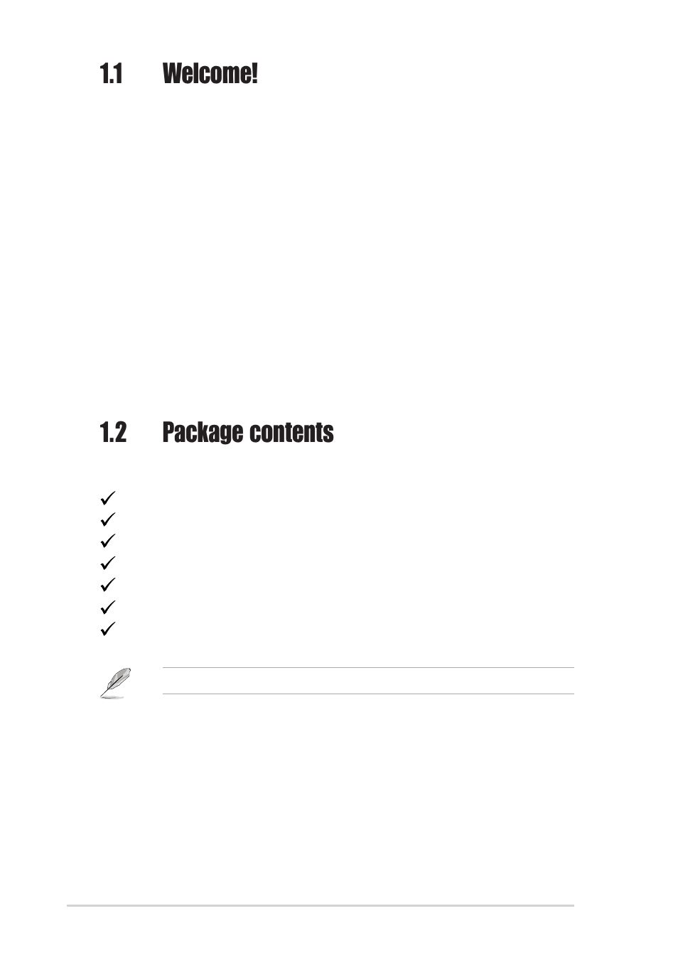 1 welcome, 2 package contents | Asus P4VP-MX User Manual | Page 12 / 62