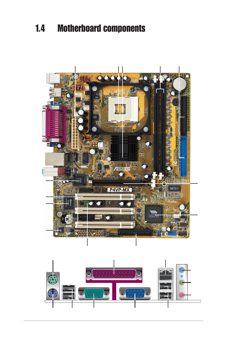 4 motherboard components | Asus P4VP-MX User Manual | Page 14 / 62