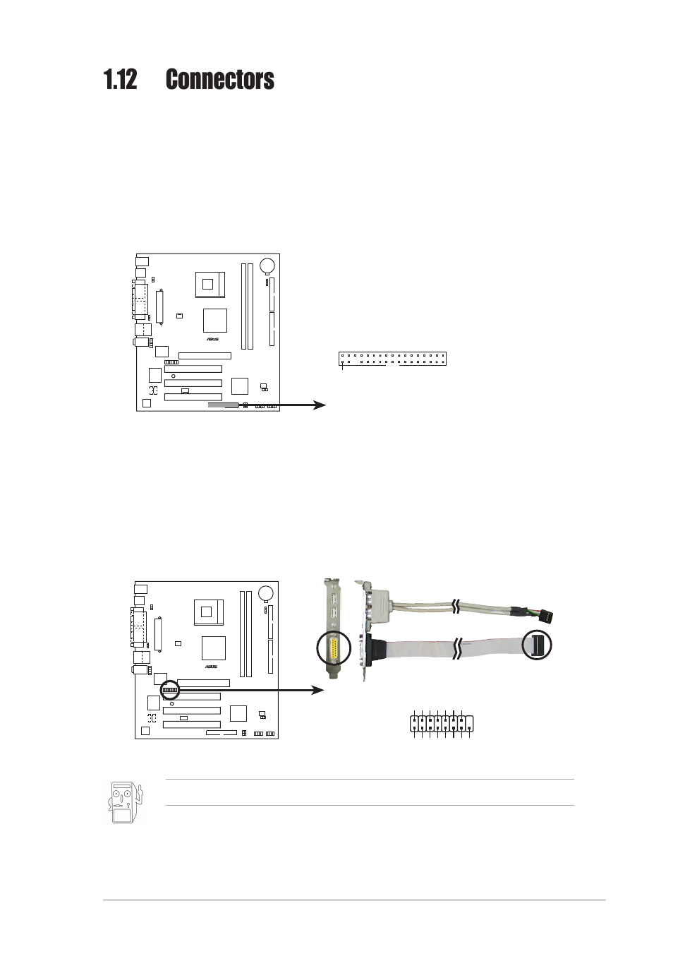 12 connectors, Asus p4vp-mx motherboard 1-17 | Asus P4VP-MX User Manual | Page 27 / 62