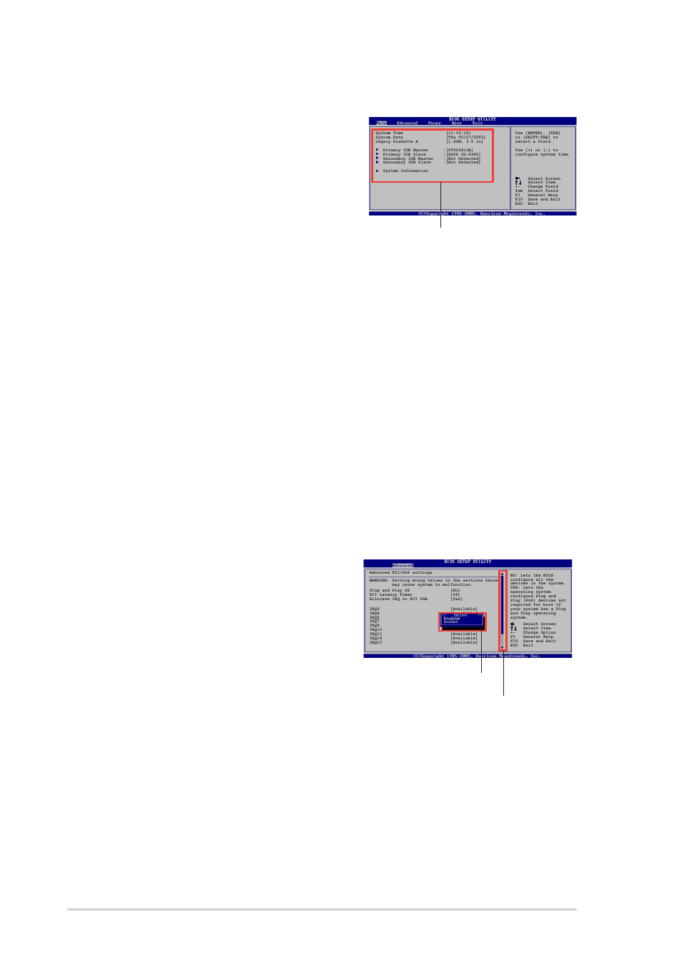 4 menu items, 5 sub-menu items, 6 configuration fields | 7 pop-up window, 8 scroll bar, 9 general help, 8 chapter 2: bios information | Asus P4VP-MX User Manual | Page 40 / 62