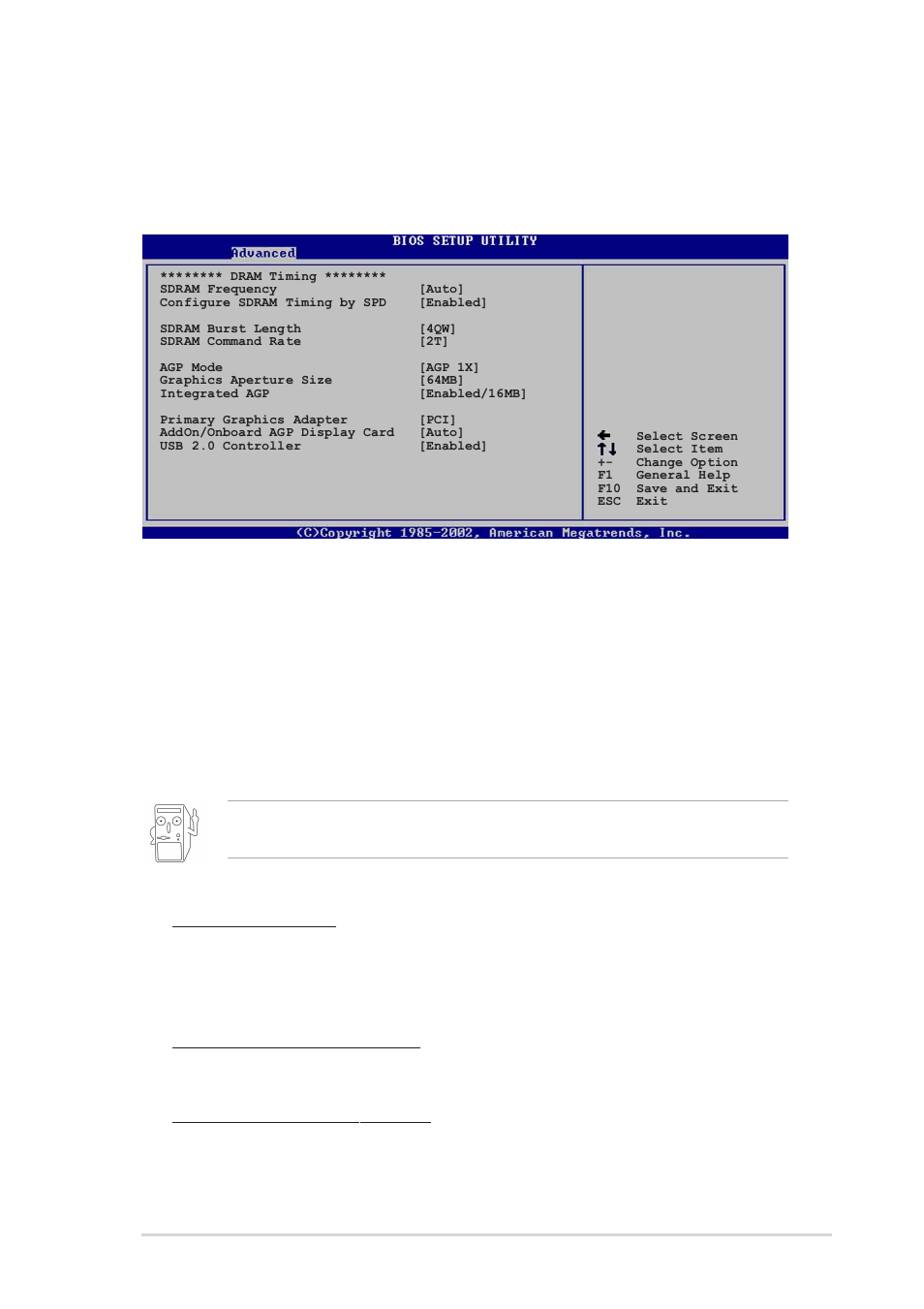 2 chipset, Sdram frequency [auto, Configure dram timing by spd [enabled | Asus p4vp-mx motherboard 2-13, Cas# latency [2.5, Precharge to active (trp) [3t, Active to precharge (tras) [6t | Asus P4VP-MX User Manual | Page 45 / 62